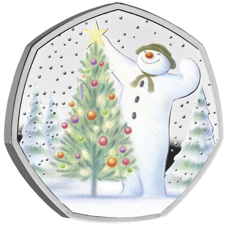 The Snowman 50p de color Plata 2024 Proof