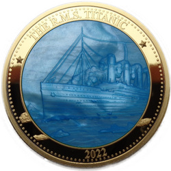Isole Salomone: Il R.M.S. Titanic colorato 1 oncia d'oro 2022 Proof