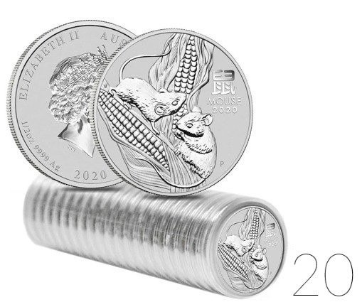 Lunar III: Az egér éve 1/2 uncia ezüst 20 darabos csomag 2020