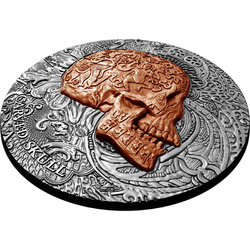 Camerun Carved Skull Bones 1 oz Argint 2017 Antichizat