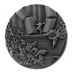 Niue: Bíblica - Muerte de Sansón 2 oz Plata 2021 Proof Antiqued Coin