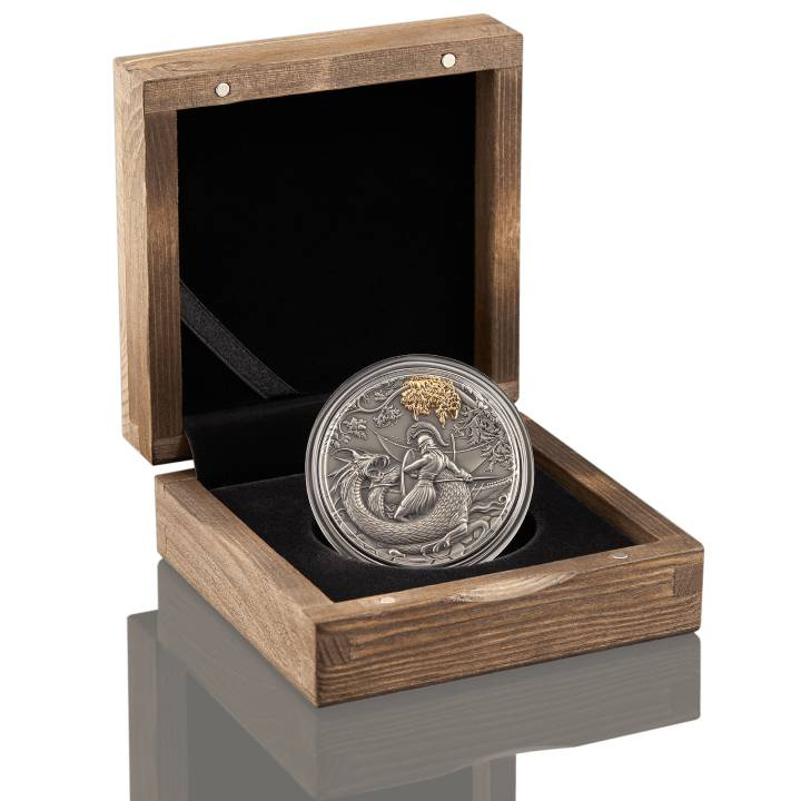 Niue: Miti d'amore - Giasone e gli Argonauti dorato $5 Argento 2022 Moneta antica ad alto rilievo