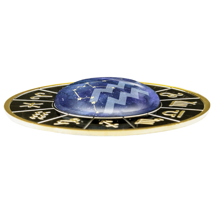 Camerun: Segni zodiacali - Acquario colorato, placcato in oro Argento 2023 Black Proof