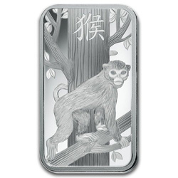 Lingot d'argent de 10 grammes série Lunar Année du Singe