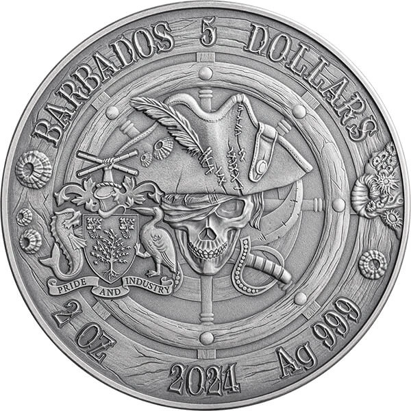 Barbados Captains of Fortune Oxford 2 oz argint 2024 High Relief Antiqued Coin