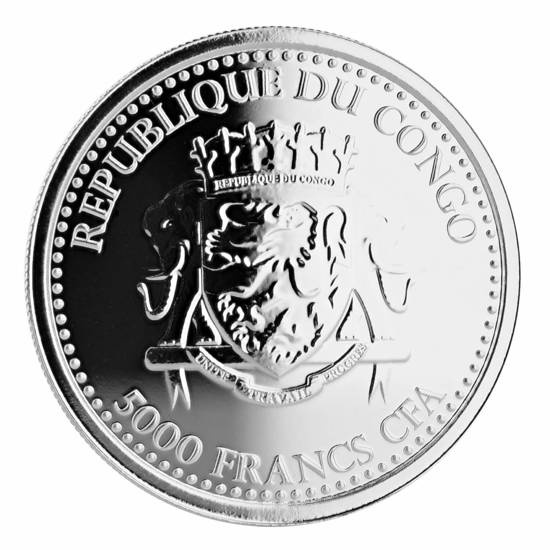 Congo: Goryl srebrnogrzbiety kolorowany 1 uncja Srebra 2017 Proof