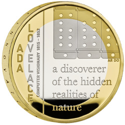 Ada Lovelace £2 placcata in oro argento 2023 Proof