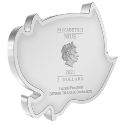 Niue: DC Comics – Batman Flying Chibi Coin, coloriert, 1 Unze Silber, 2021, Polierte Platte.