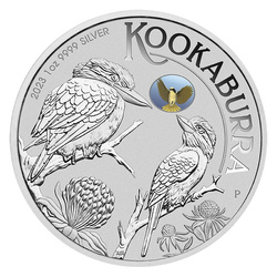 Kookaburra with Helmeted Honeyeater 1 oncia d'argento 2023 Privy Mark (Melbourne Money Expo Anda Special)
