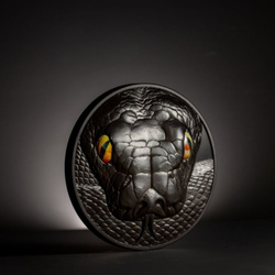 Palaos: Cazadores nocturnos - Pitón coloreado 1000 gramos Plata 2023 Negro obsidiana Ultra Alto Relieve