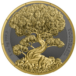 Mythical Forest: Yggdrasil Goldenleaf dorada 1 onza de Plata 2025 Black Ruthenium