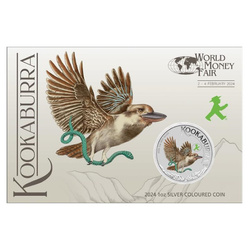 Kookaburra colorato 1 oncia d'argento 2024 (World Money Fair)
