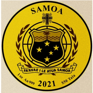 Samoa: Calendario Azteca 1 oz Oro 2021