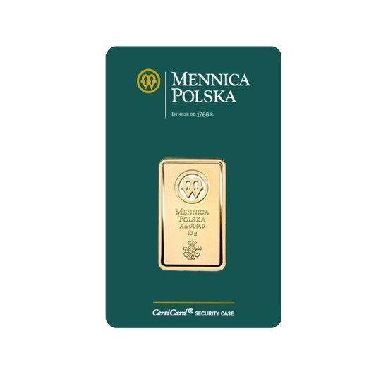 Lingote de oro de 10 gramos Casa de la Moneda de Polonia