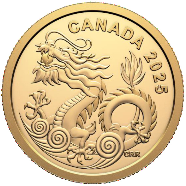 Canada: Water Dragon $8 oro 2025 Proof