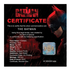 Niue : DC Comics - Batman coloré 2 onces d'argent 2022 Pièce haute relief vieillie