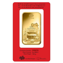 100 gram Bar Gold Lunar Year of the Pig