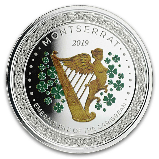Montserrat: Emerald Isle of the Caribbean kolorowany 1 uncja Srebra 2019 Proof