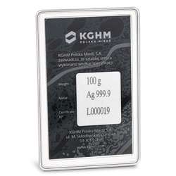 Sztabka KGHM 100 gramów Srebra