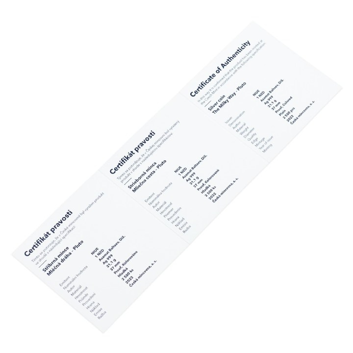 Niue: The Milky Way - Pluto kolorowany $1 Srebro 2022 Proof