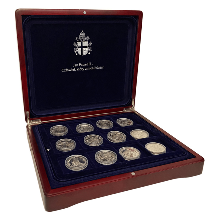 Zestaw 24 medali Jan Paweł II - Człowiek, który zmienił świat 180 g Srebra Proof