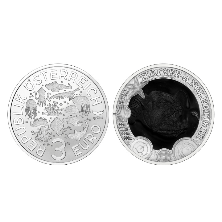 Deep-sea Anglerfish coloured 3 Euro Copper 2023