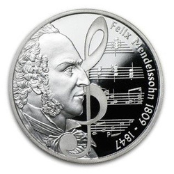Velcí skladatelé: Felix Mendelssohn 1 unce stříbra 2009 Proof