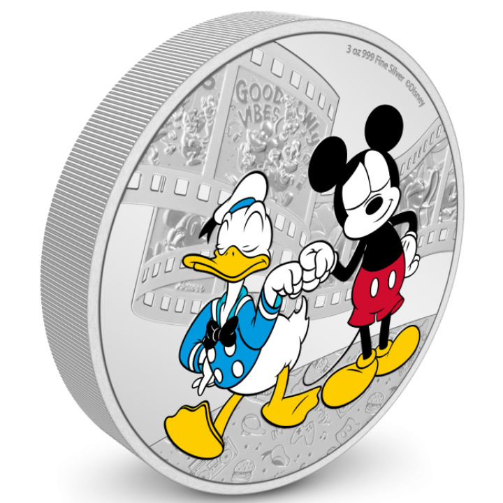 Niue: Disney Mickey & Friends - Pato Donald y Mickey Mouse coloreado 3 oz Plata 2023 Proof