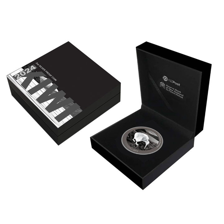 Kiwi aranybevonatú 2 uncia ezüst 2024 Fekete Proof Magas domborzat