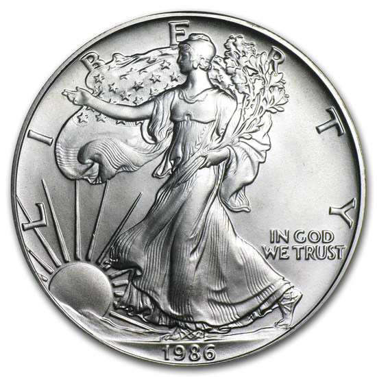 Americký orel 1 unce stříbra 1986
