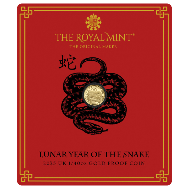 Royal Mint Lunar : Année du Serpent 1/40 once d'or 2025 Proof