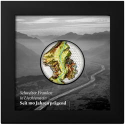 Liechtenstein: 100 anni del franco svizzero nel Liechtenstein colorato 1 oncia d'argento 2024 Silk Coin