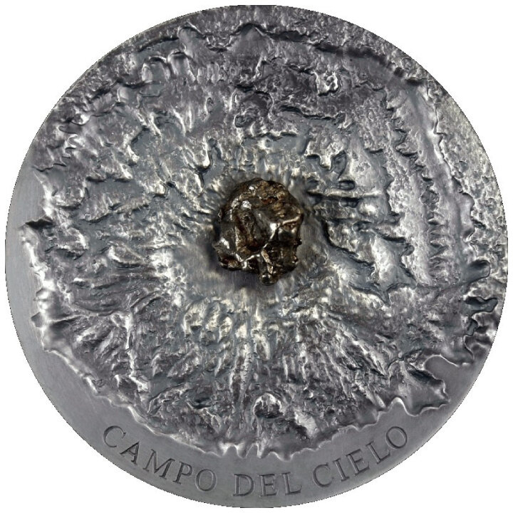 Czad: Meteorite Art - Campo Del Cielo 5 uncji Srebra 2018 Antiqued Coin (sin certificado)