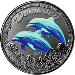 Dominica: Dolphin kolorowany 1 uncja Srebra 2023 Proof