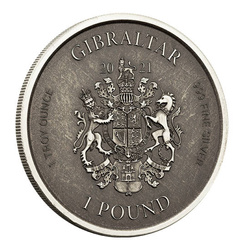 Gibraltar : Lady Justice 1 once d'argent 2021 Antique Coin
