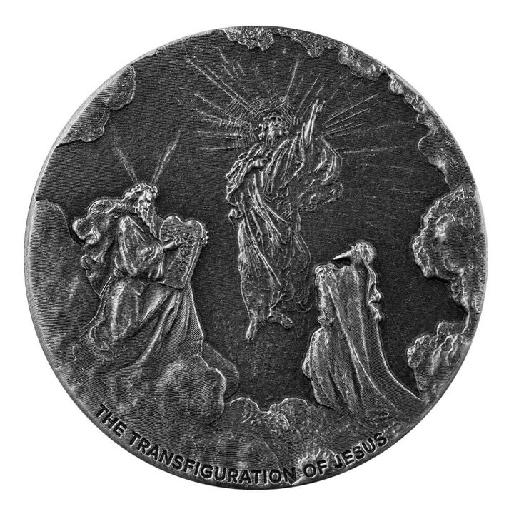 Niue: Biblical - The Transfiguration of Jesus 2 uncje Srebra 2021 Proof Antiqued Coin