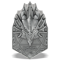 Niue: Dungeons & Dragons 50° anniversario - Drago rosso D20 2 once d'argento 2024 Moneta antica