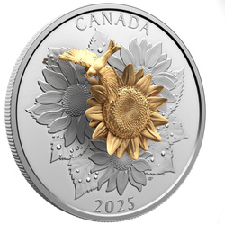 Kanada: The Goldfinch and the Bloom pozlacené 50 $ stříbro 2025 Proof