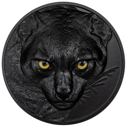 Palau Hunters by Night - Ocelot colorat 2 oz Argint 2024 Obsidian Black