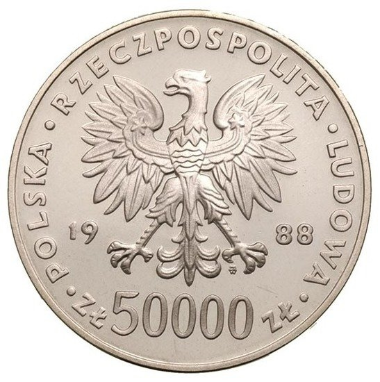 50000 PLN 70° anniversario della riconquista dell'indipendenza 1988