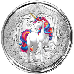 Fiji: Unicorn "Blossom" coloured 1 oz Silber 2024 Prooflike