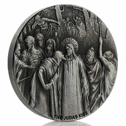 Niue: Biblical - The Judas Kiss 2 oz Silber 2020 Proof Antiqued Coin 