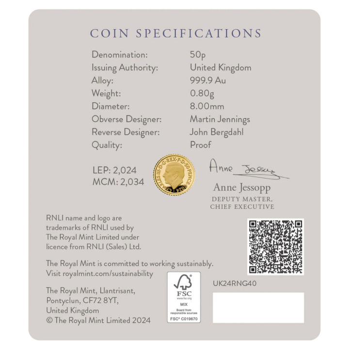 200 Años del RNLI 1/40 oz Oro 2024 Proof