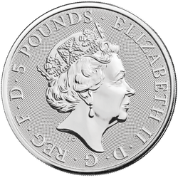 Bestias de la Reina León Blanco de Mortimer 2 oz Plata Reino Unido PAQUETE de 200 PAQUETES 2020