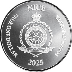 Niue: Lady Justice 1 oncia d'argento 2025