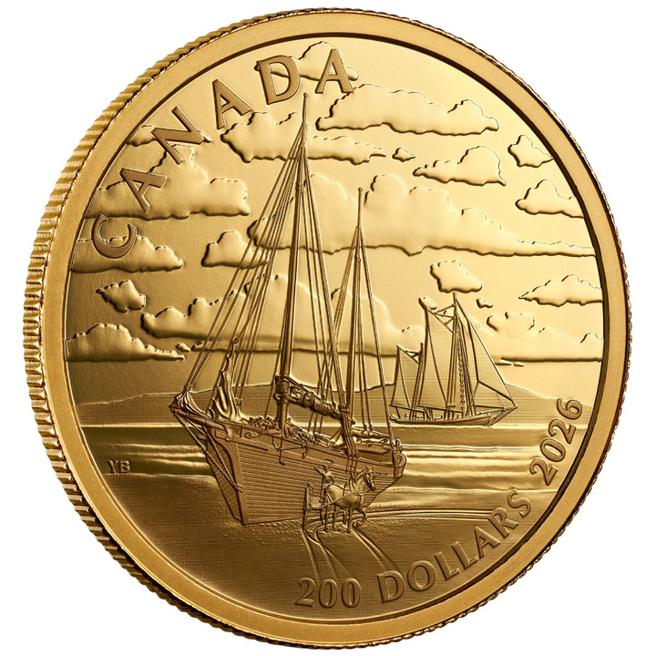 Kanada: Nagy vitorlások – ketch kötélzet, 200 dollár, arany, 2026, Proof