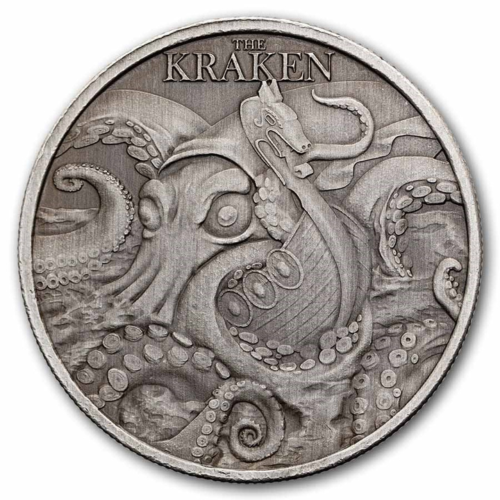 Сребърна монета Ниуе: Mythical Creatures - The Kraken 1 унция сребро 2026 антична монета