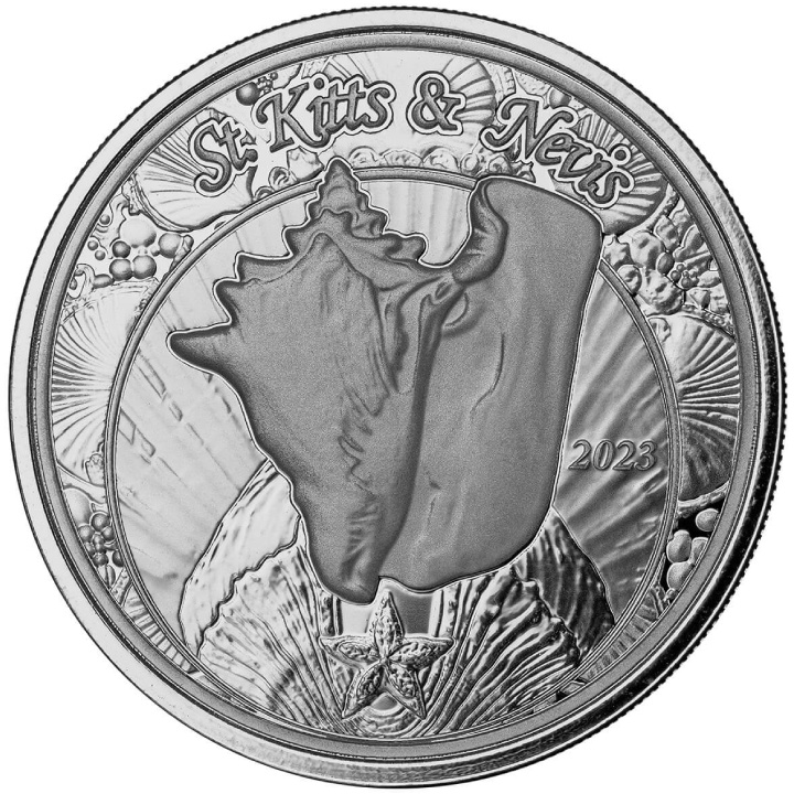 St. Kitts & Nevis: Conch Shell 1 oz Silber 2023 Prooflike (coin in capsule)
