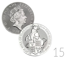 The Queen’s Beasts: The Black Bull of Clarence 10 oz Silver 2019 Investment Sets 15 Pc.