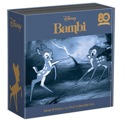 Niue: Disney Bambi 80th Anniversary – Bambi and Faline coloured 1 oz Silber 2022 Proof